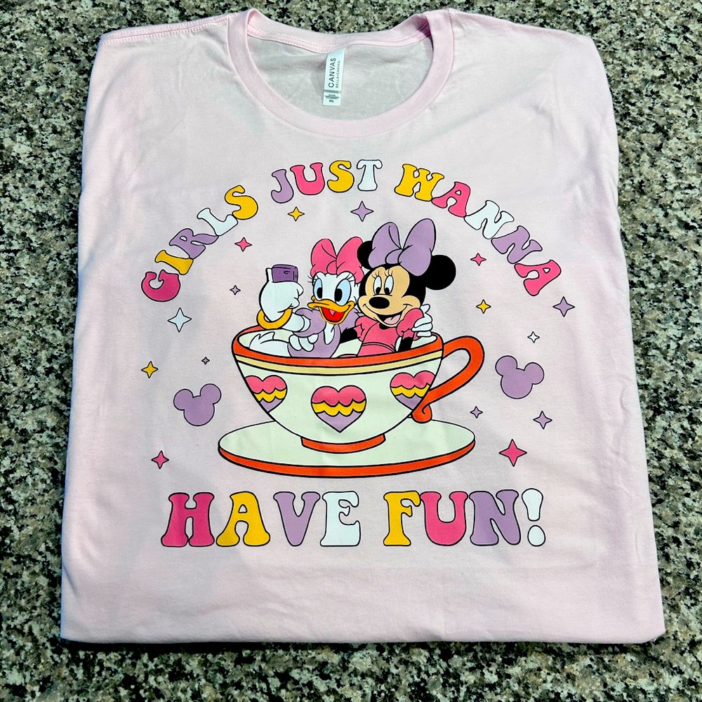 Daisy Duck and Minnie Mouse Disney Bella Canvas brand Pink 4XL Shirt New